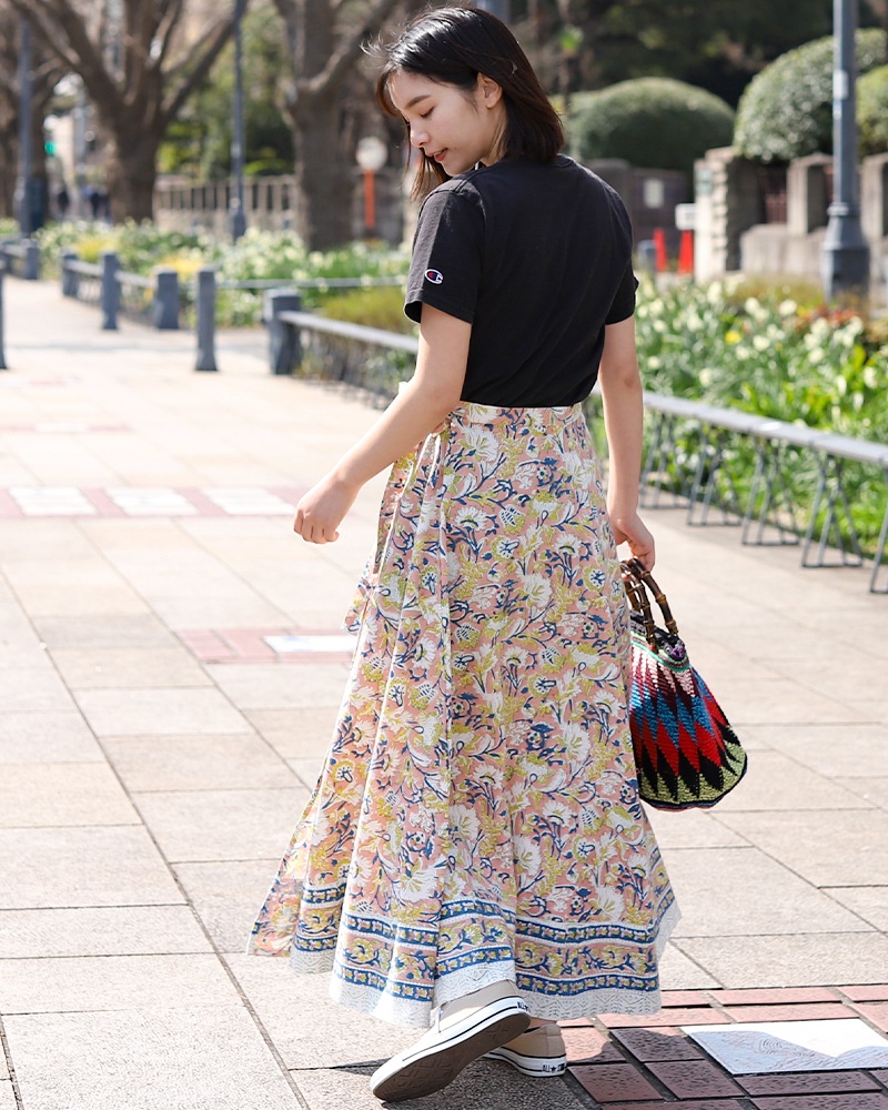 shanti / ラップスカート ブロックプリント｜テソロ(tesoro)公式通販