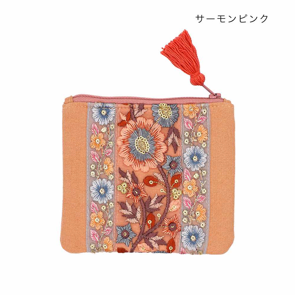 shanti / インド刺繍リボン ポーチ S [メール便対象品]｜テソロ(tesoro  