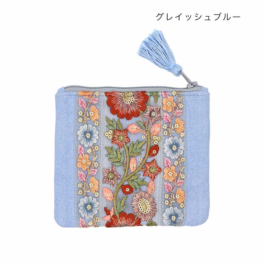 shanti / インド刺繍リボン ポーチ S [メール便対象品]｜テソロ(tesoro