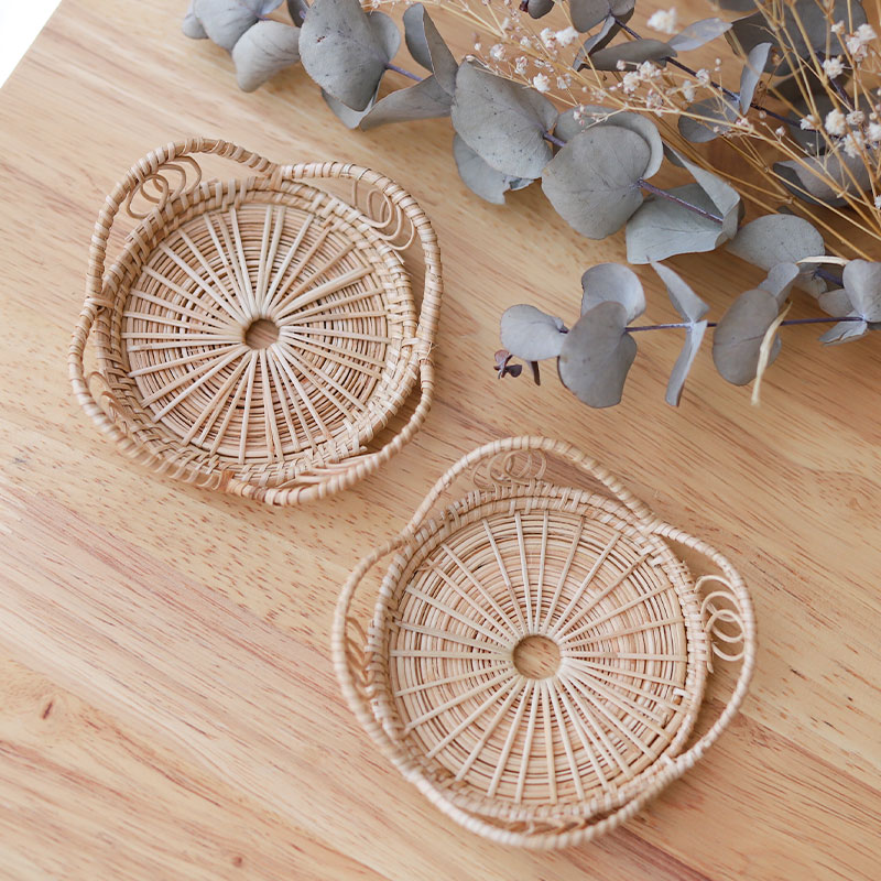 2点セット】shanti / コースター ラタン ラウンド フチアリ [メール便