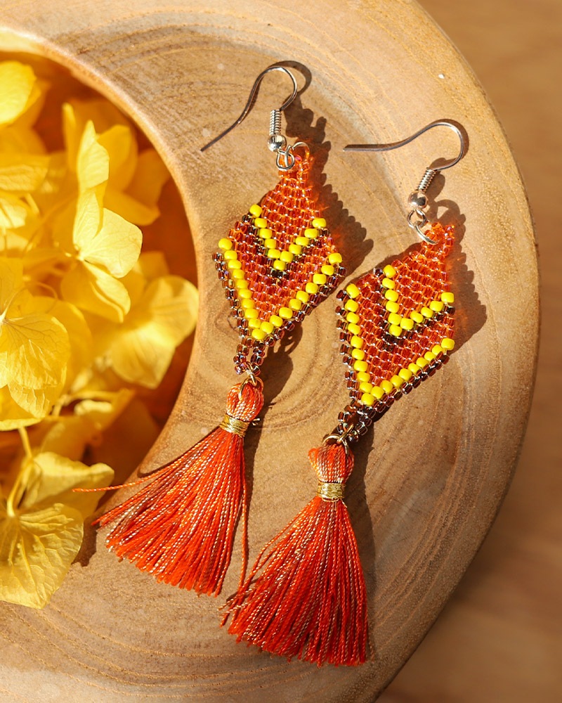 tesoro / ビーズダイヤピアス/オレンジ [メール便対象品]｜テソロ