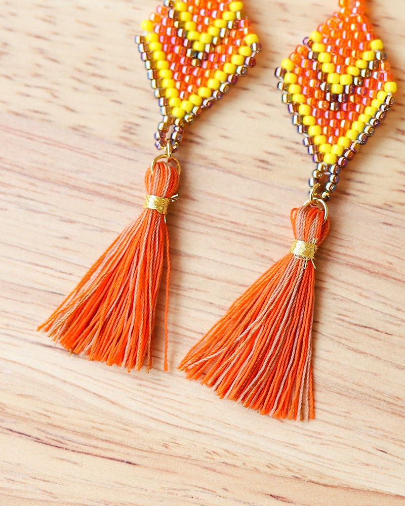 tesoro / ビーズダイヤピアス/オレンジ [メール便対象品]｜テソロ  