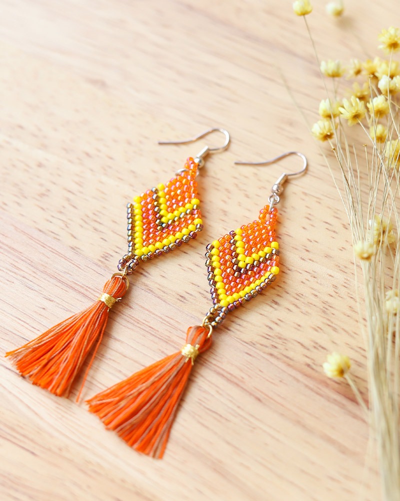 tesoro / ビーズダイヤピアス/オレンジ [メール便対象品]｜テソロ