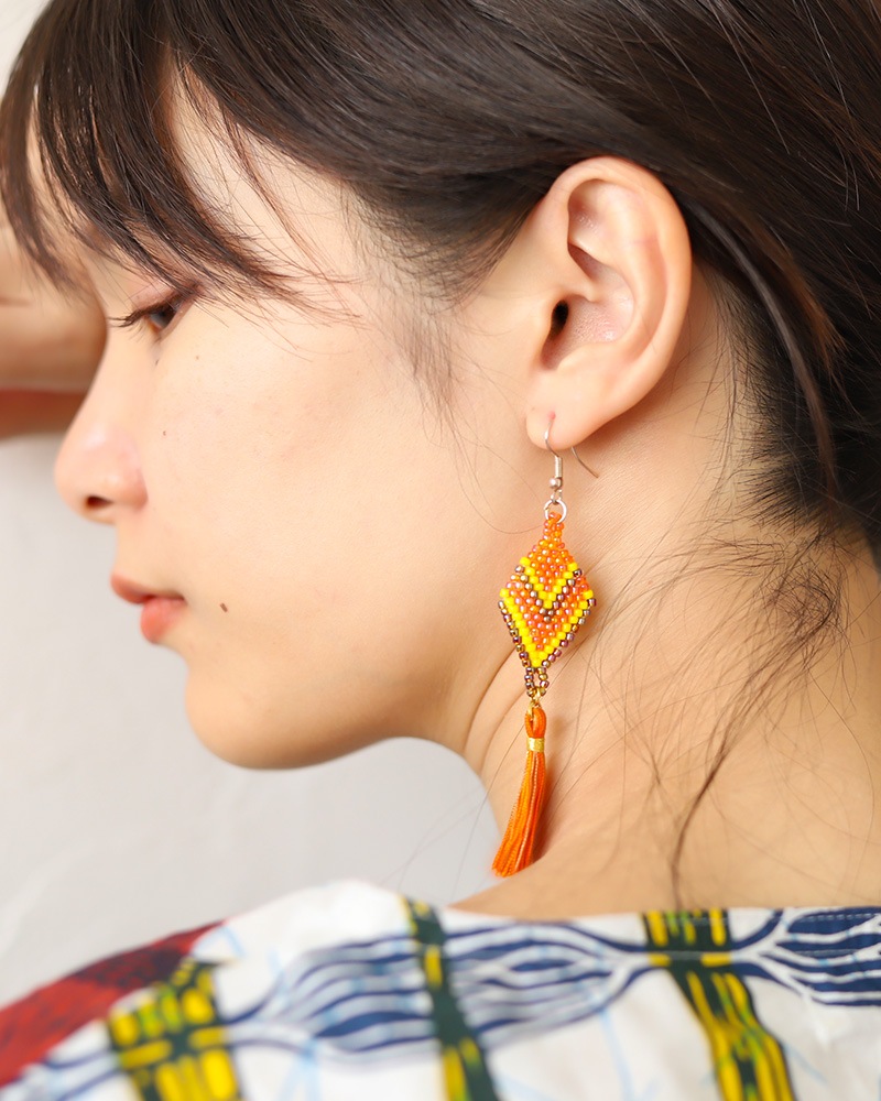 tesoro / ビーズダイヤピアス/オレンジ [メール便対象品]｜テソロ  