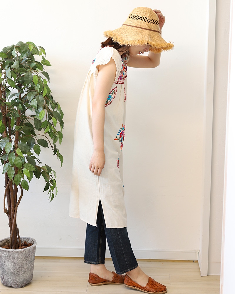 今季★新品未使用★ソウルベリーふくろうと月スカラップ刺繍のワンピース　M soulberry｜ふくろうと月 スカラップ刺繍のワンピース