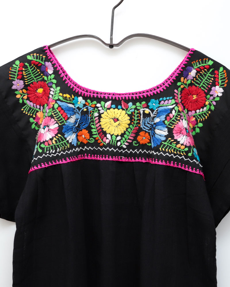 tesoro / メキシコ刺繍ブラウス / ブラックA｜テソロ(tesoro