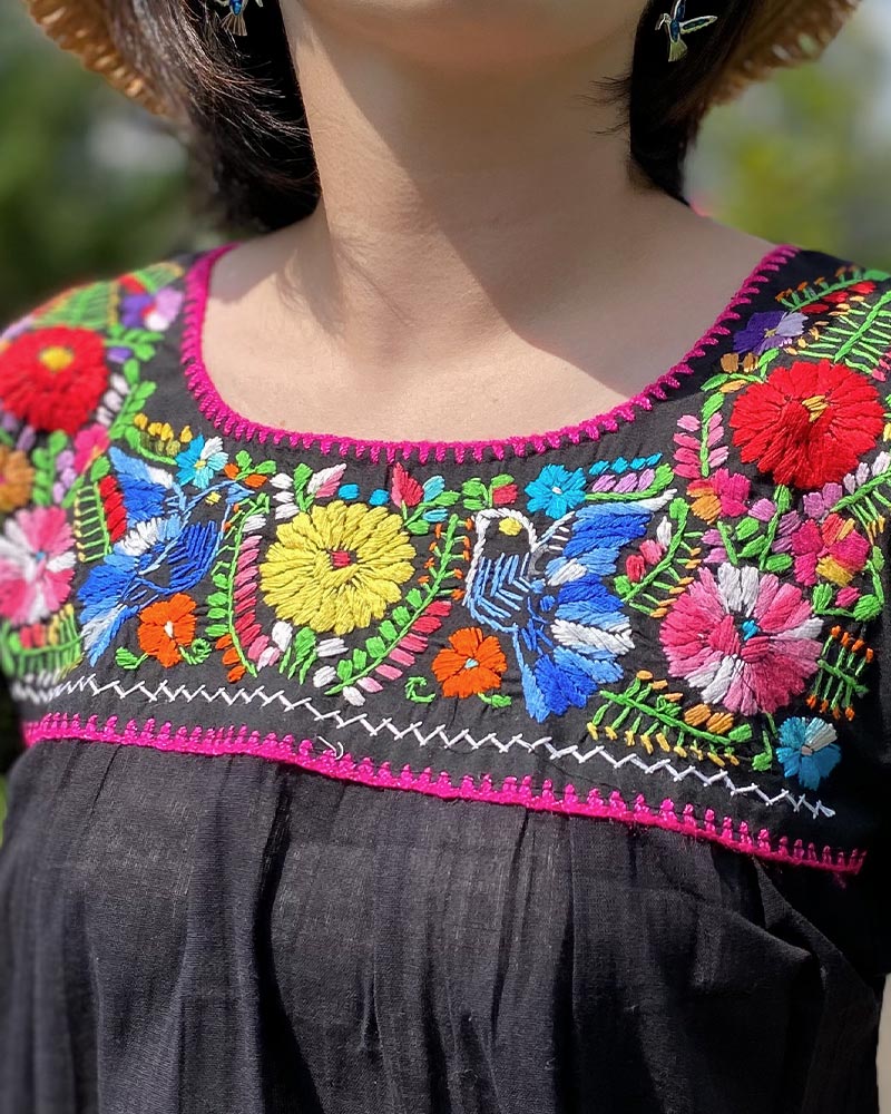 tesoro / メキシコ刺繍ブラウス / ブラックA｜テソロ(tesoro