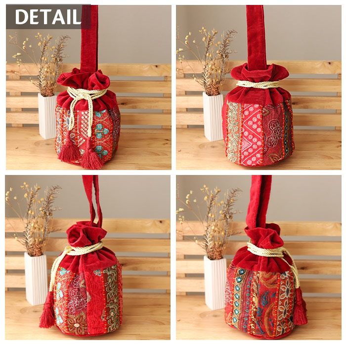 shanti / ラリーカンバディア 巾着バッグ ベルベット [メール便対象品