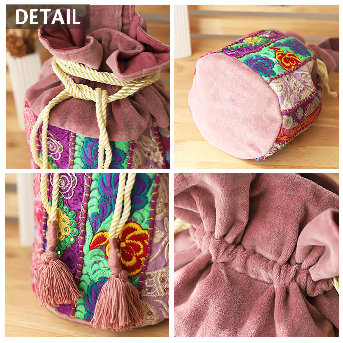 shanti / ラリーカンバディア 巾着バッグ ベルベット [メール便対象品