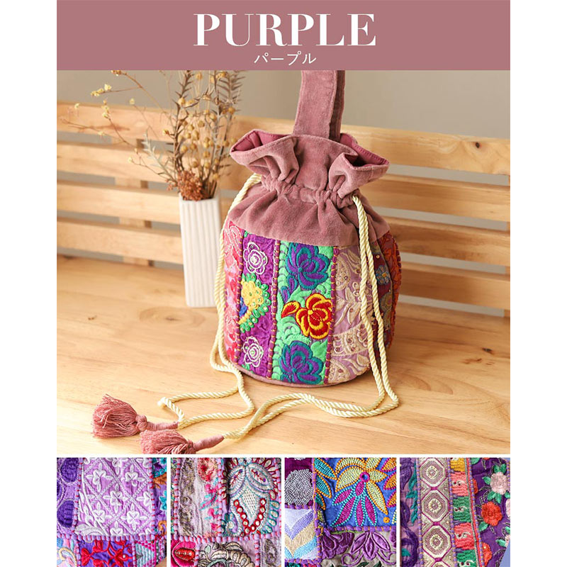 shanti / ラリーカンバディア 巾着バッグ ベルベット [メール便対象品