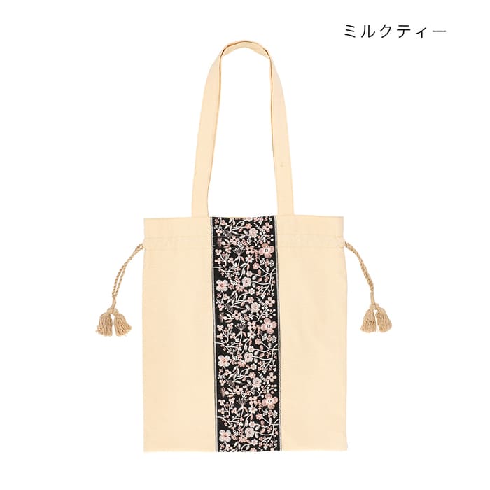 spica 黒地×白刺繍　稲穂　トートバッグ spica 黒地×白刺繍 稲穂 トートバッグ