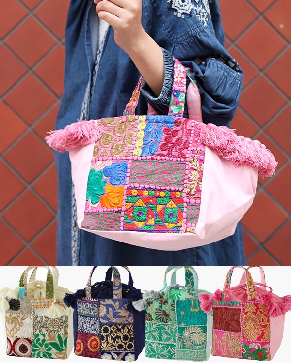 shanti / カンバディアパッチ トート巾着付 [メール便対象品]｜テソロ