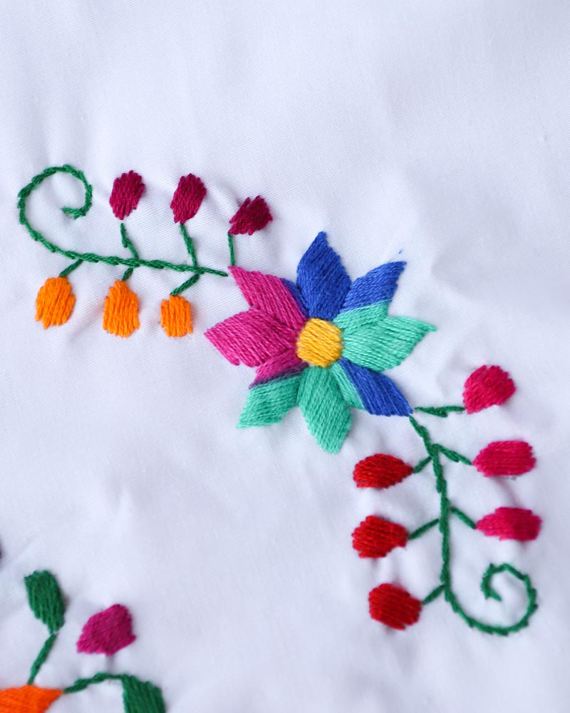 tesoro / メキシコ刺繍ワンピース / ホワイト×カラフルフラワーI