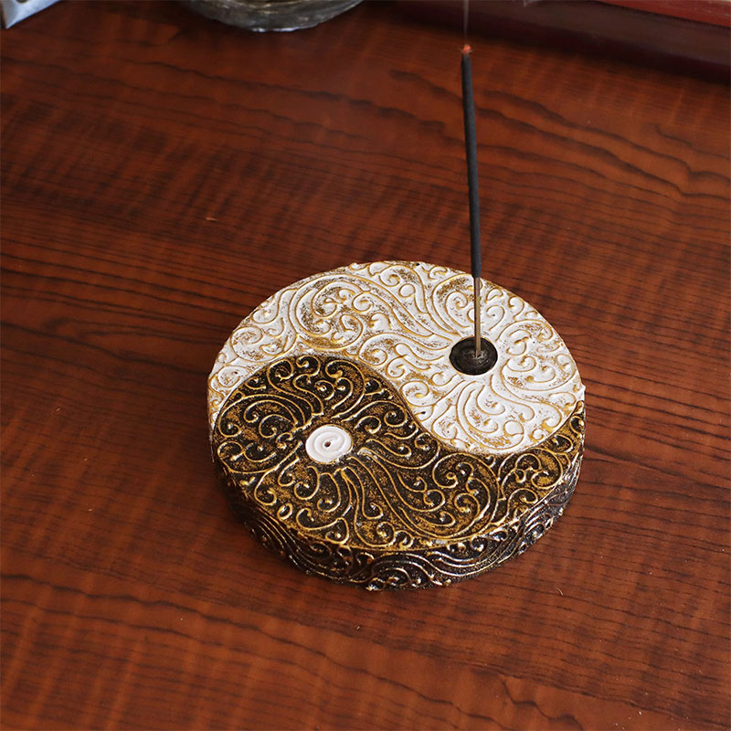 shanti / ウッドインセンスホルダー インヤン ゴールド｜テソロ(tesoro