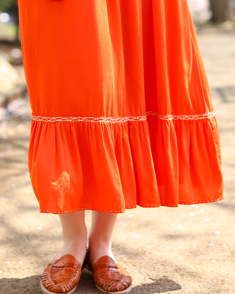 tesoro / ララインサール刺繍ワンピース オレンジB｜テソロ(tesoro