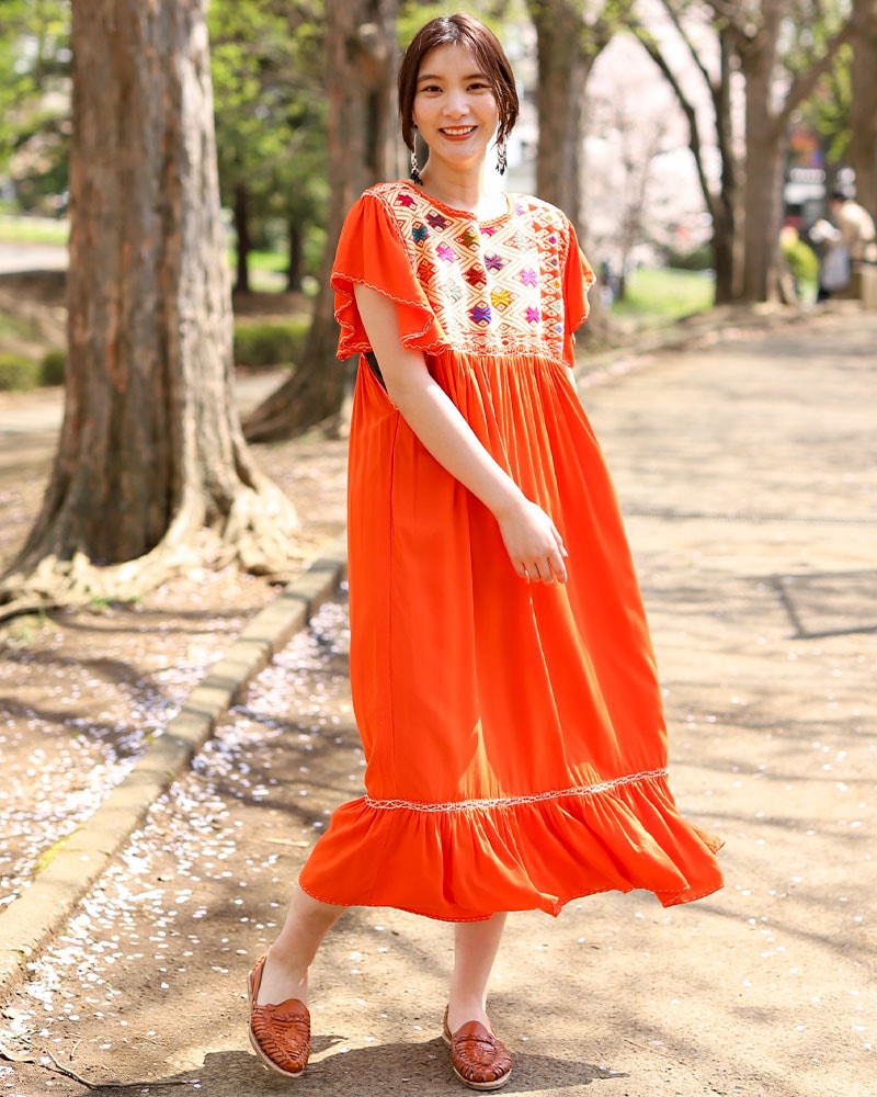 tesoro / ララインサール刺繍ワンピース オレンジB｜テソロ(tesoro