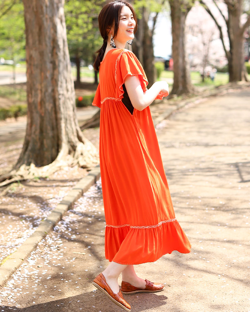 tesoro / ララインサール刺繍ワンピース オレンジB｜テソロ(tesoro