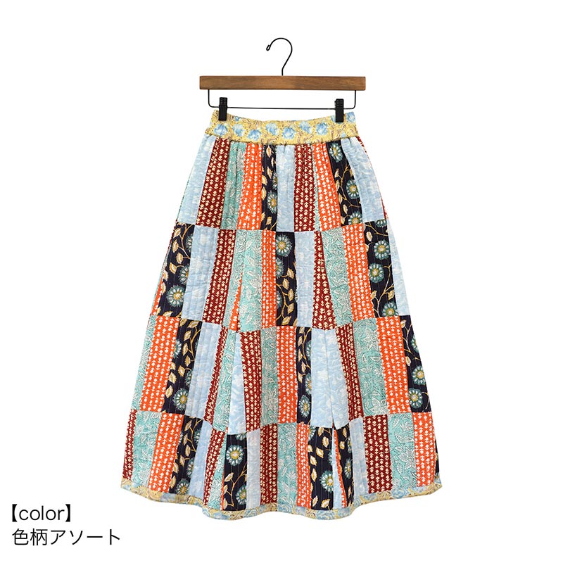 みなとのてんらんかい　英国ティスト　 パッチワークスカート O'NEIL of DUBLIN｜ウール パッチワーク プリーツ スカート