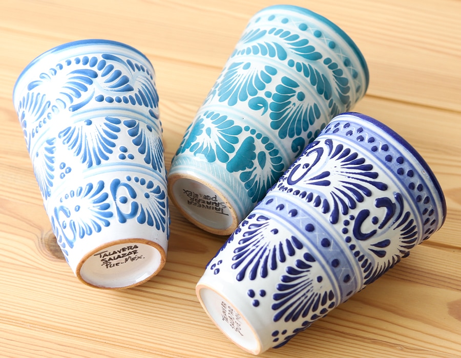 タラベラ焼き tesoro / メキシカンタンブラー タラベラ焼き / コバルトブルー