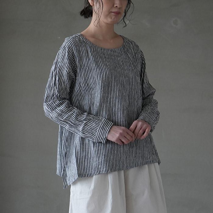 超安い品質 30%OFF】(13100013) Vlas Blomme (ヴラスブラム) / Linen Stripe トップス