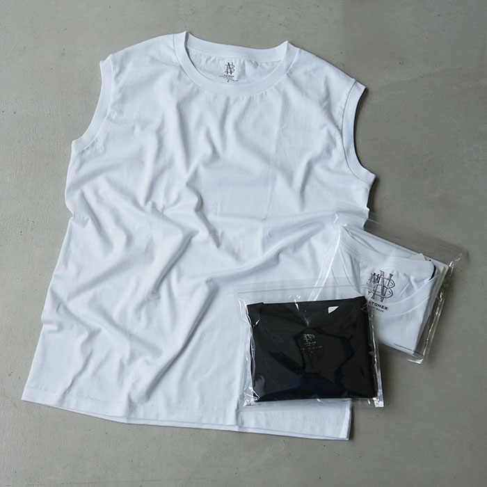 BATONER  ORGANIC COTTON ノースリーブ 3 白 BATONER (バトナー) ROYAL ORGANIC COTTON NO SLEEVE / ロイヤル