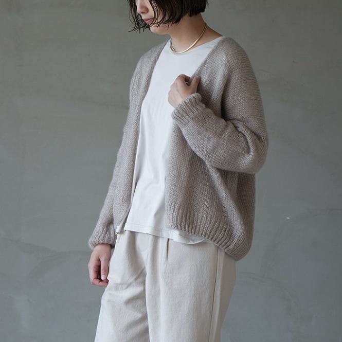 エヴァムエヴァ evam eva フーディーカーディガン ベージュ ゆったりF エヴァムエヴァ evam eva フーディーカーディガン ベージュ