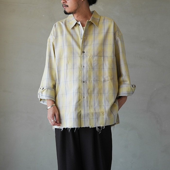 ANCELLM レーヨンチェックシャツ サイズ2 ANCELLM アンセルム 23SS WISM 別注 RAYON CHECK SHIRT レーヨン