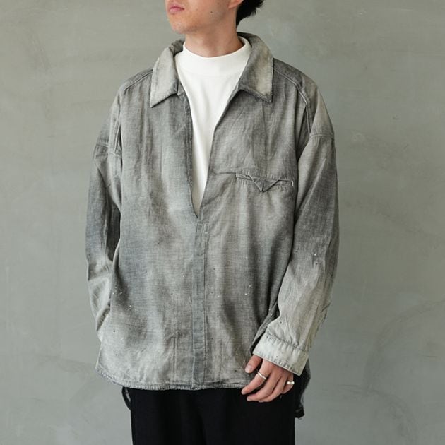 アンセルム　カラーレスジャケット ANCELLM - CAMO SHIRT JACKET | B.S CAMO | ジャケット | NapsNote