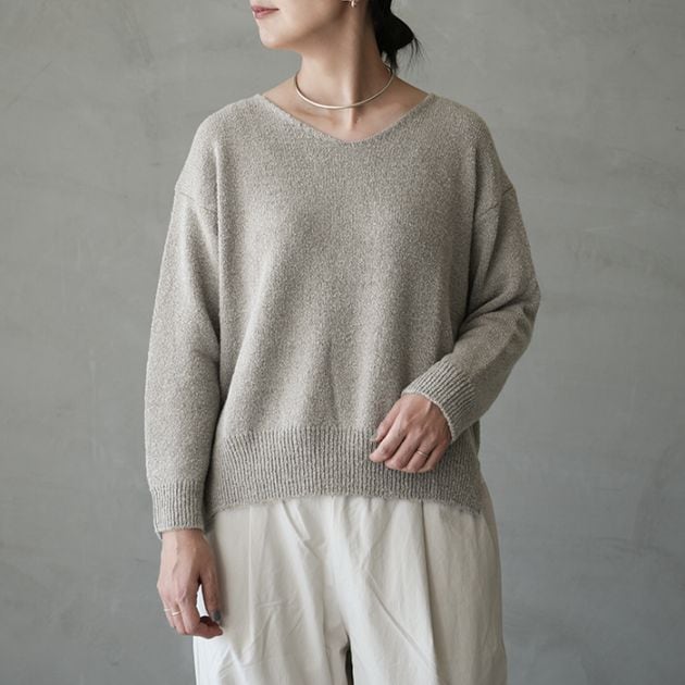 evam evaグレー ノースリーブニット リネン＆コットン evam evaグレー ノースリーブニット リネン＆コットン