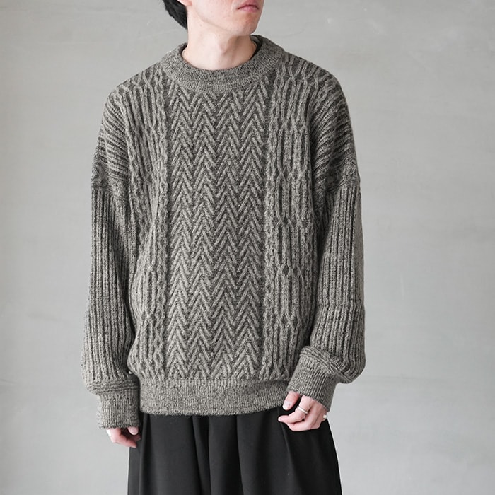 30%OFF】（ysk-24ss-kn13) YASHIKI(ヤシキ) / Ogawa Henley Knit