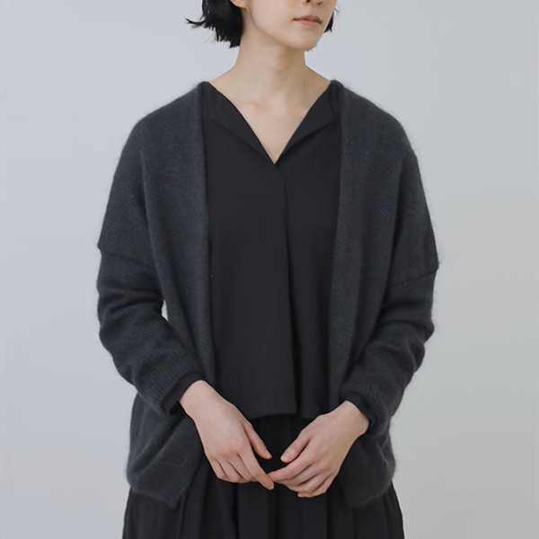 evam eva エヴァムエヴァノーカラー ジャケット カーディガン リネン
