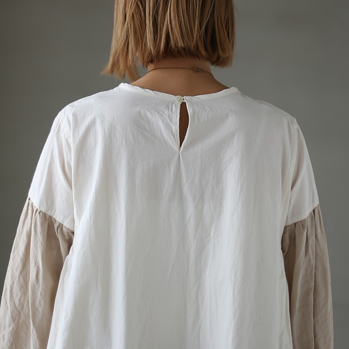 ヴラスブラム　異素材使い サイドギャザーワンピース 13203012) vlas blomme(ヴラスブラム) / Vintage Cotton 異素材