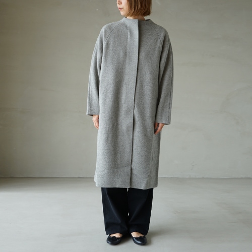 evam eva プレスウールロングコート　グレー evameva (エヴァムエヴァ) press wool long coat / プレスウール