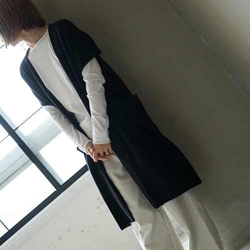 【evam eva】ウールロングベスト　メリノウール　スミクロ 楽天市場】evam eva エヴァムエヴァ ウール ロング ベスト