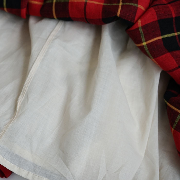 【美品】オールドマンズテーラー リネンタータンギャザースカート レッド 5281) / R&D.M.Co-/OLDMANS TAILOR(アールアンドディーエムコー