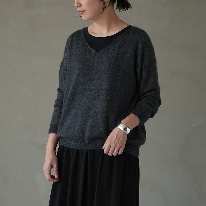 e243k034) / evam eva(エヴァムエヴァ) / mohair silk v neck pullover
