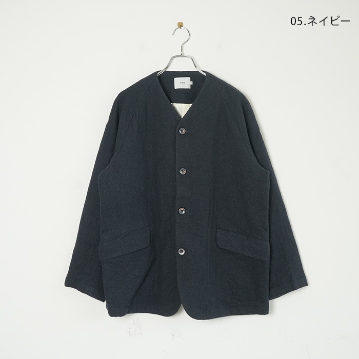 R27505]RINEN(リネン) 2/48ウール綾織 ラグランノーカラー