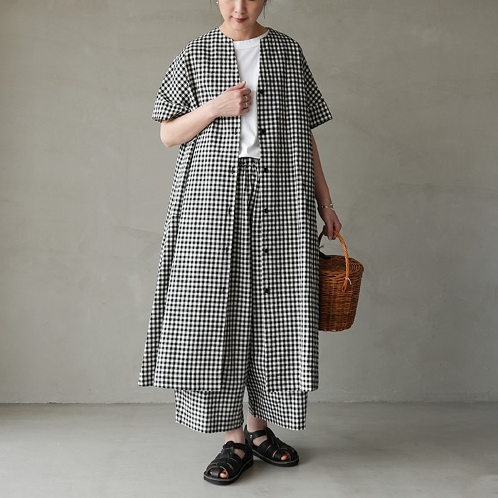 美品 アトリエダンタンゾラコットンドレス ワンピース ギンガムチェック □(a232251td751) Atelier d'antan (アトリエダンタン) / Zola Cotton