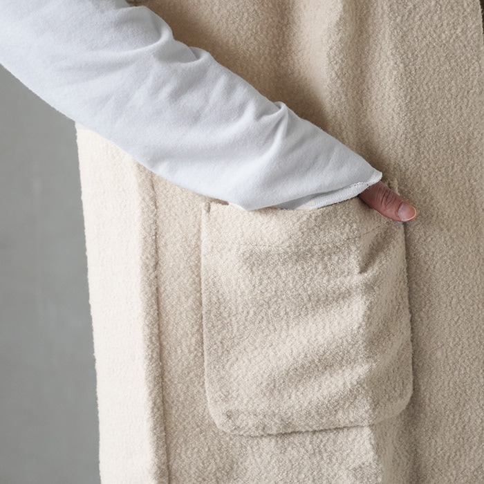 □(e253t111) / evam eva (エヴァムエヴァ) / wool boucle long vest