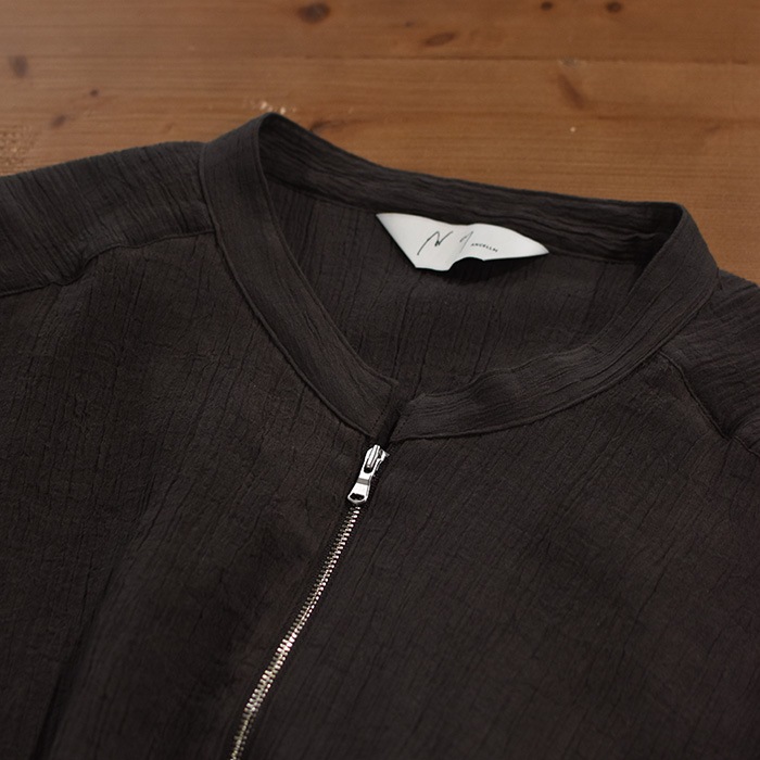 anc-sh94) / ANCELLM (アンセルム) / CREPE HALF ZIP SHIRT（クレープ