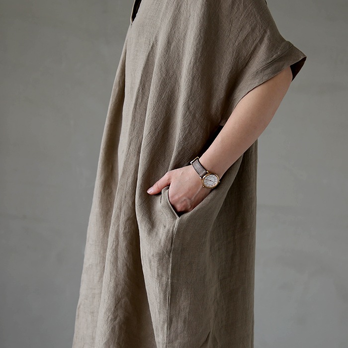 evam evaリネン Vネック ワンピース evam eva エヴァムエヴァ cotton v neck op コットンVネック