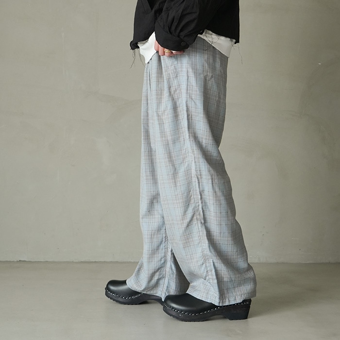anc-pt104) / ANCELLM (アンセルム) / AGING CHECK BELT-LESS SLACKS