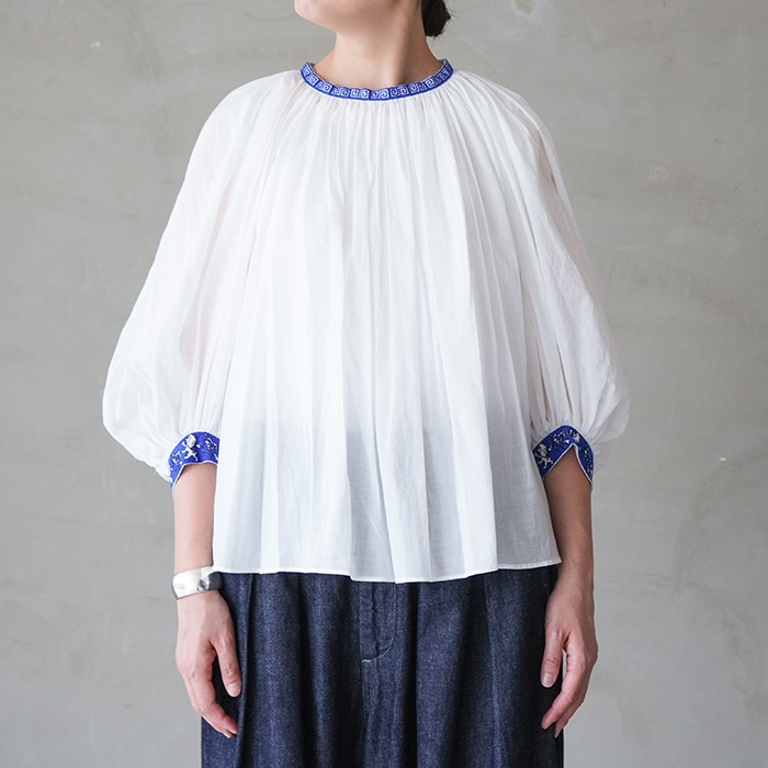 R&D.M.Co- GATHER SMOCK ブラウス ブラック R & D.M.Co- オールドマンズテーラー モノ トリック プリント