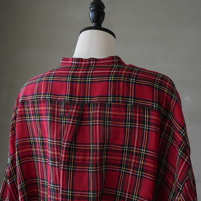 R&D.M オールドマンズテーラー シルクラミー タータンチェックシャツドレス R&D.M オールドマンズテーラー シルクラミー タータンチェック