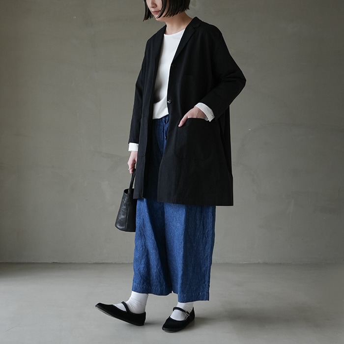 まきこ　試着のみアトリエダンタン コットンカットソー ワイド〈Celan〉 Atelier d'antan (アトリエ ダンタン) Baillie Khadi Cotton Pants