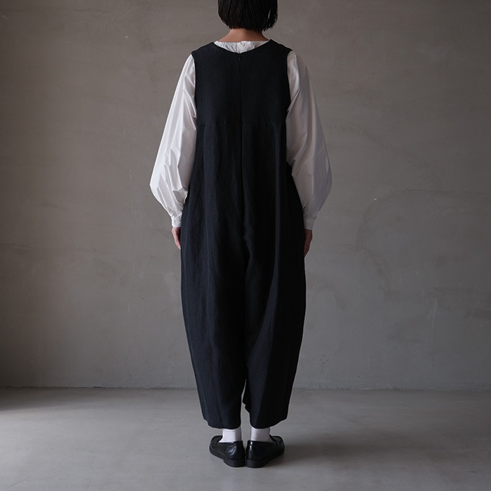 【未使用】アトリエダンタン　ウールリネン ジャンプスーツ (ダークグレー) 未使用】アトリエダンタン ウールリネン ジャンプスーツ