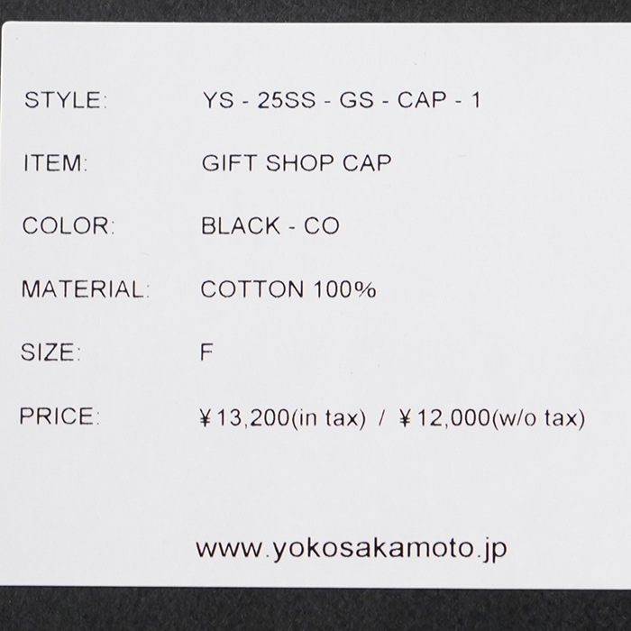 ys-25ss-gs-cap-1) YOKOSAKAMOTO(ヨーコサカモト) /Gift Shop Cap