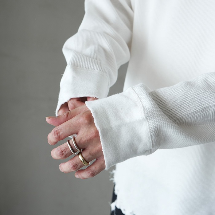 anc-ct134) / ANCELLM (アンセルム) / DAMAGE WAFFLE CREW LS T-SHIRT