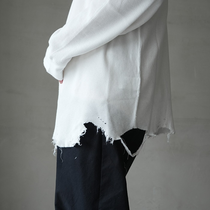 anc-ct134) / ANCELLM (アンセルム) / DAMAGE WAFFLE CREW LS T-SHIRT