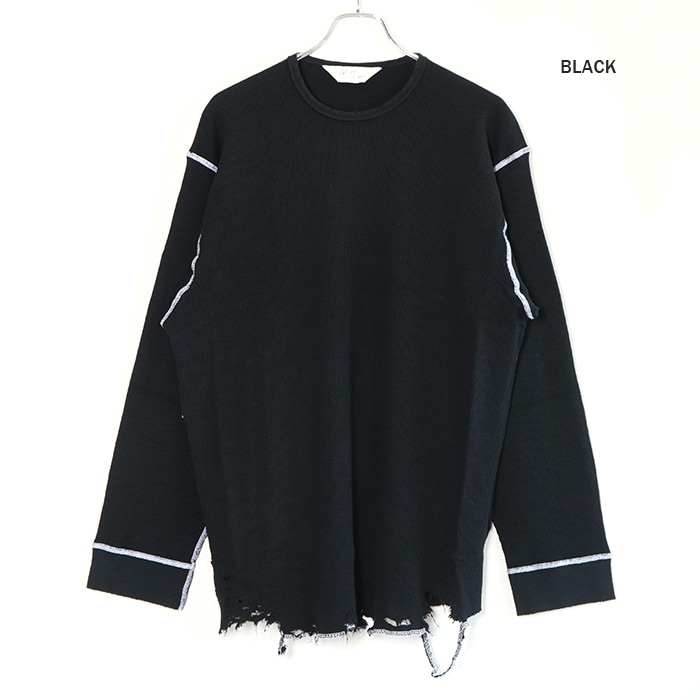 anc-ct134) / ANCELLM (アンセルム) / DAMAGE WAFFLE CREW LS T-SHIRT